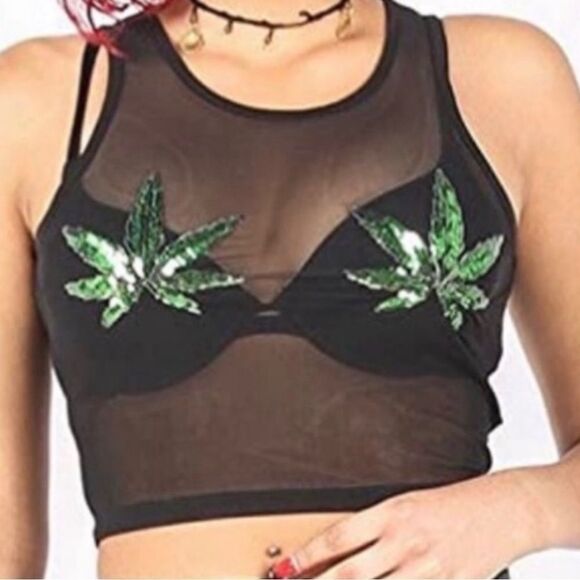 Iron Fist Mary Jane Crop Tank BNWT size small gorgeous sequin appliqué IRON FIST - Picture 1 of 7